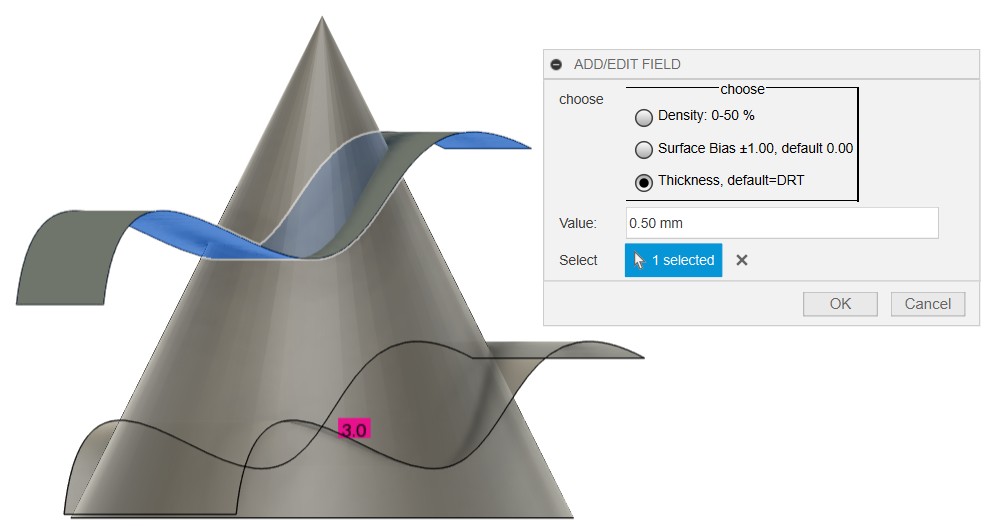 Assign multiple thickness field attributes