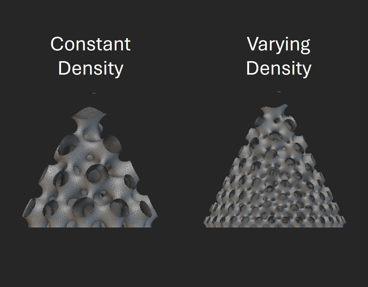 Spherene geometries with constant density and with a density gradient
