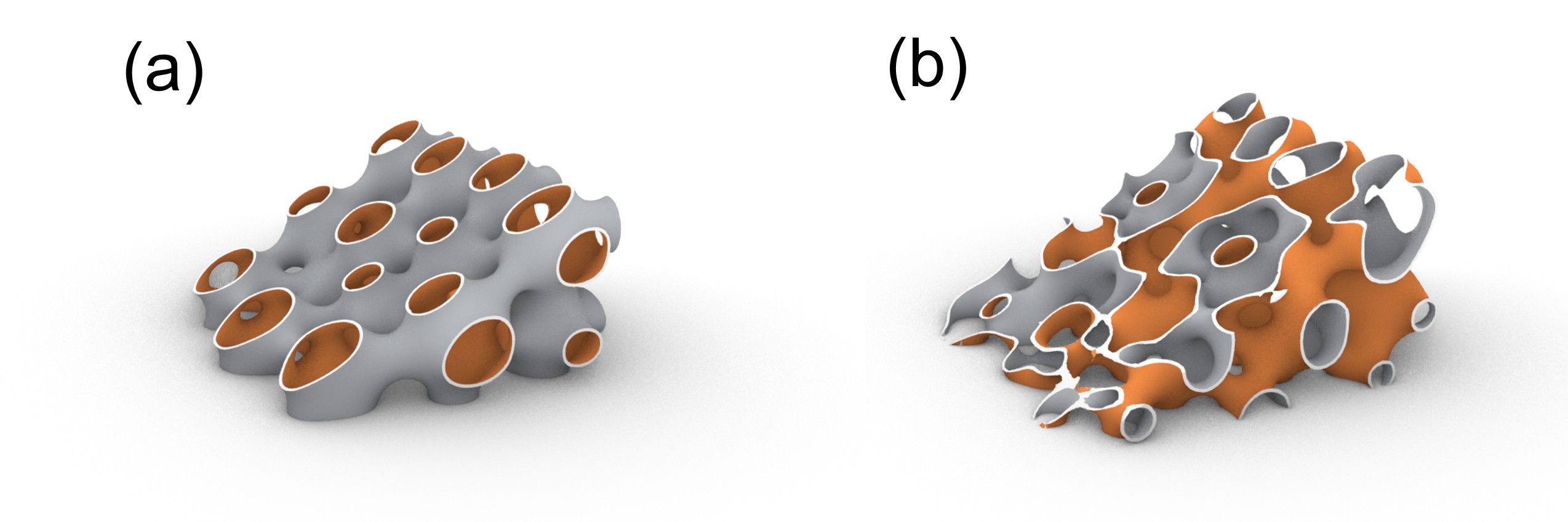 Comparison of the rendered Spherene structures (a) before and (b) after using the **sphe_add_dfenv** tool.
